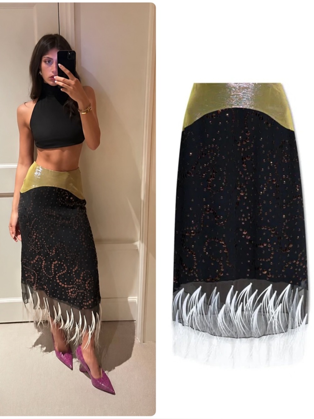 New Tory Burch Embellished Midi Slip Skirt